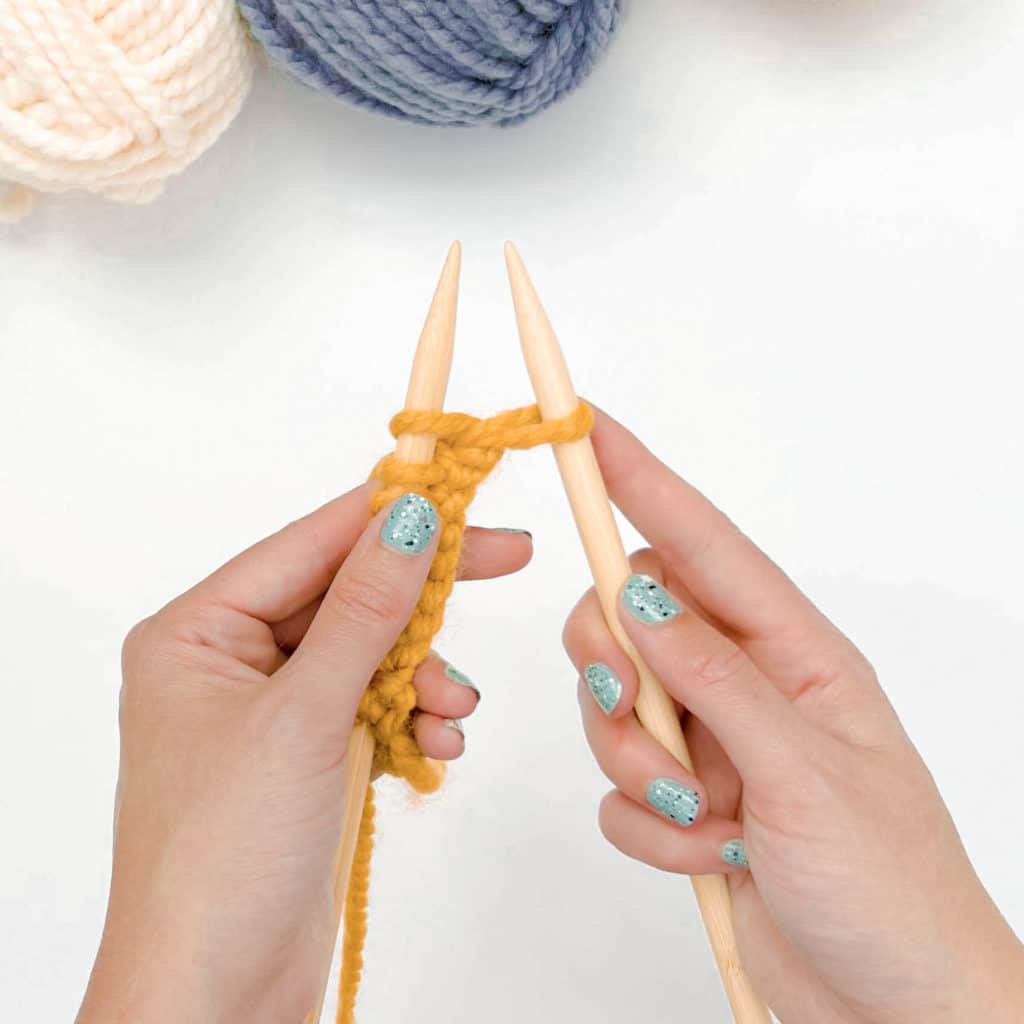 How To Knit Stitch - Pro Tip, pin your stitches using your fingers.