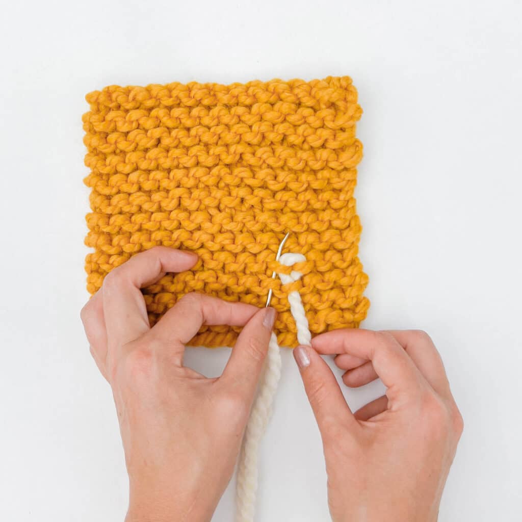 How to Weave Ends in Knitting - Garter Stitch Step 3