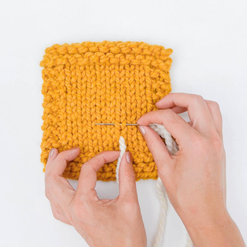 How to Weave Ends in Knitting - Stockinette Stitch Step 2