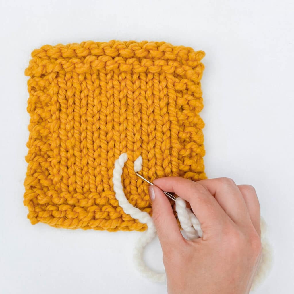 How to Weave Ends in Knitting - Stockinette Stitch Step 3
