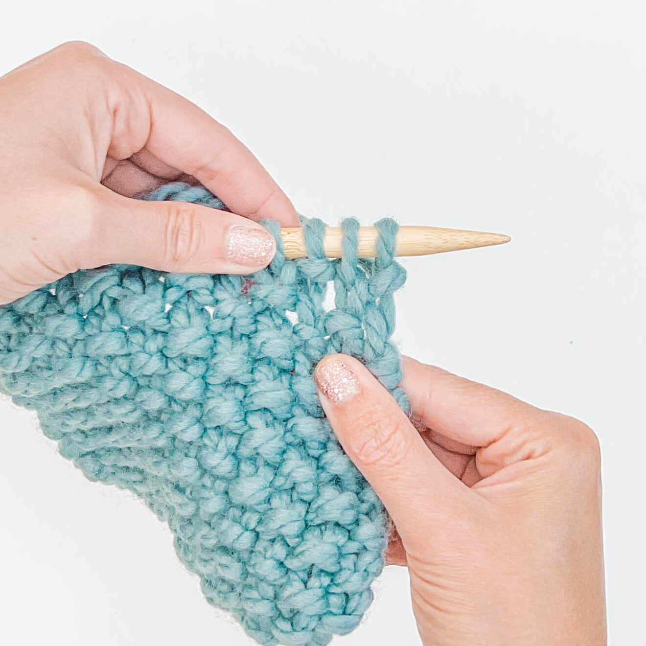 Seed stitch knit swatch