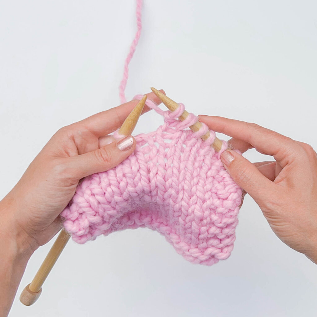 KFB knitting increase: step 4