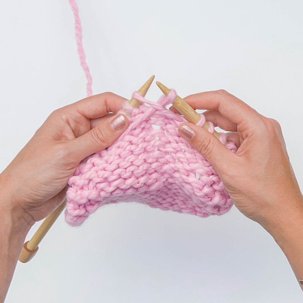 PFB knitting increase: Step 2