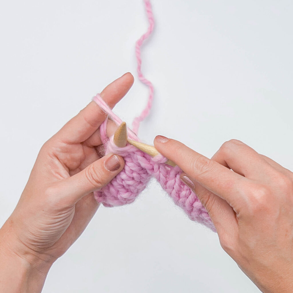 KFB knitting increase: step 2