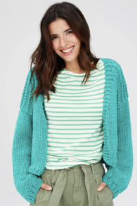 Colonia Cropped Cardi by Lisa Carnahan (photo credit: Lion Brand Yarn)