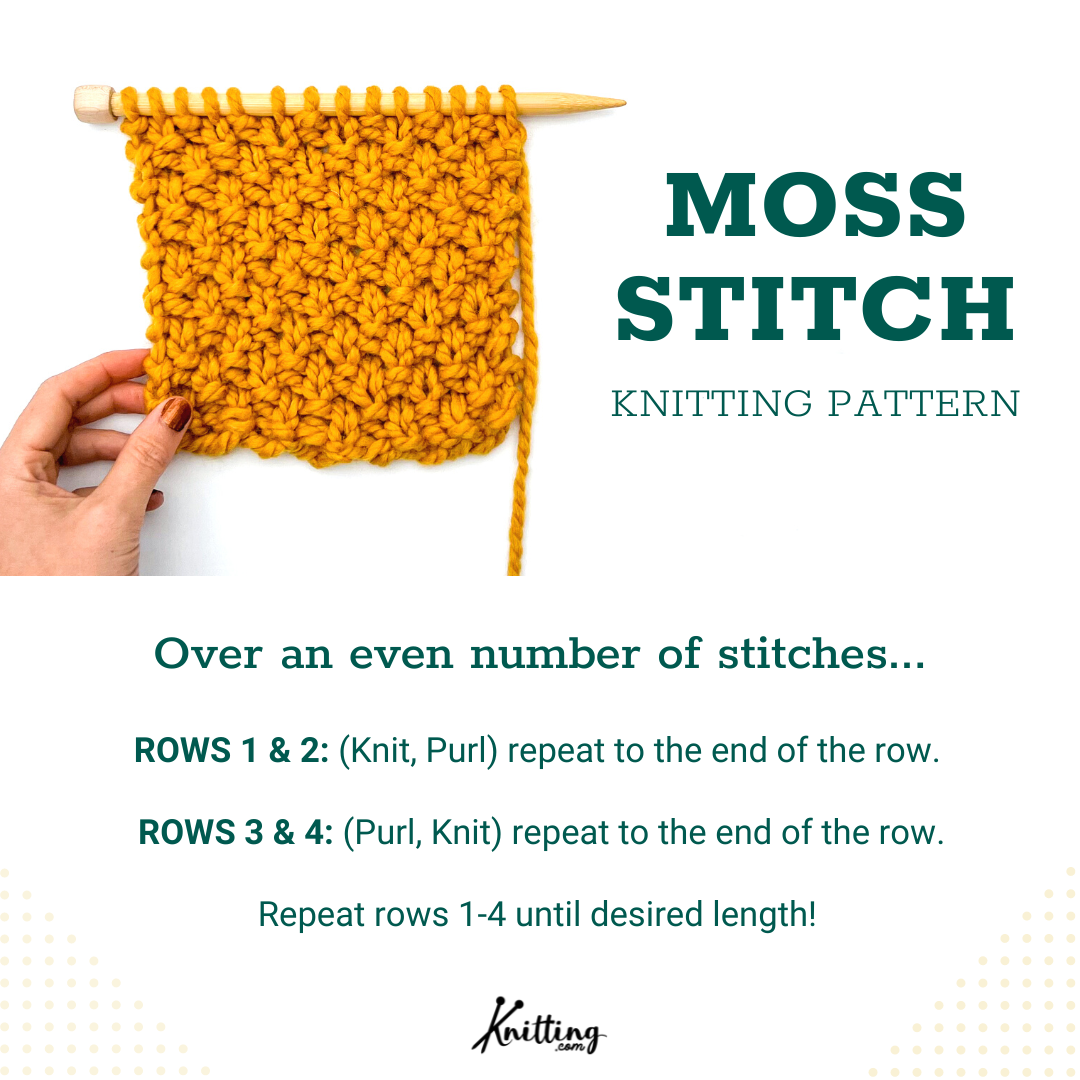Moss stitch knitting pattern