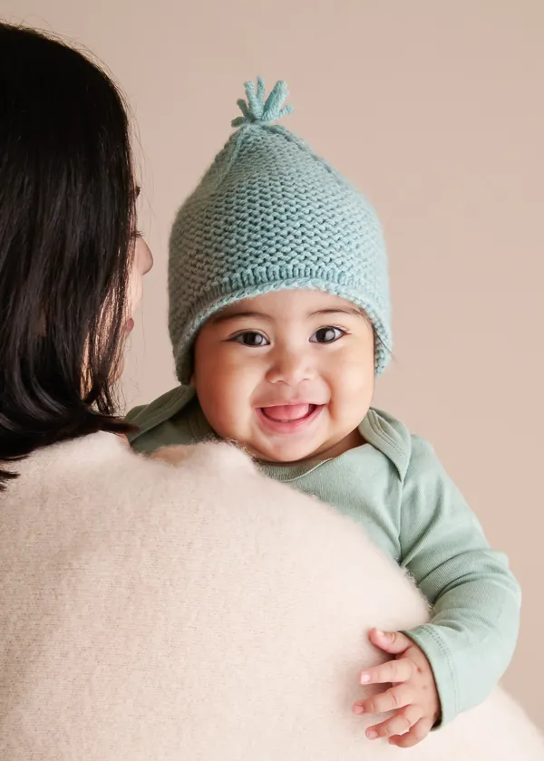 Garter Ear Flap - Knit baby hat pattern