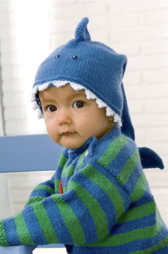 Hat "shark" - Knit baby hat pattern