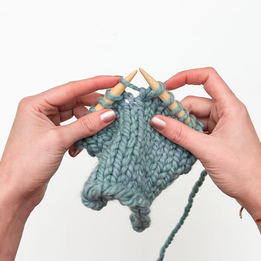 M1L, make one left knit increase tutorial step 2b