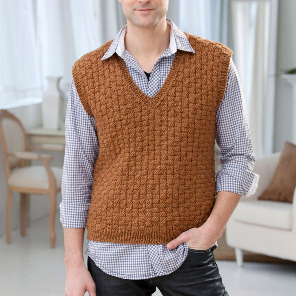 Men's basketweave vest
