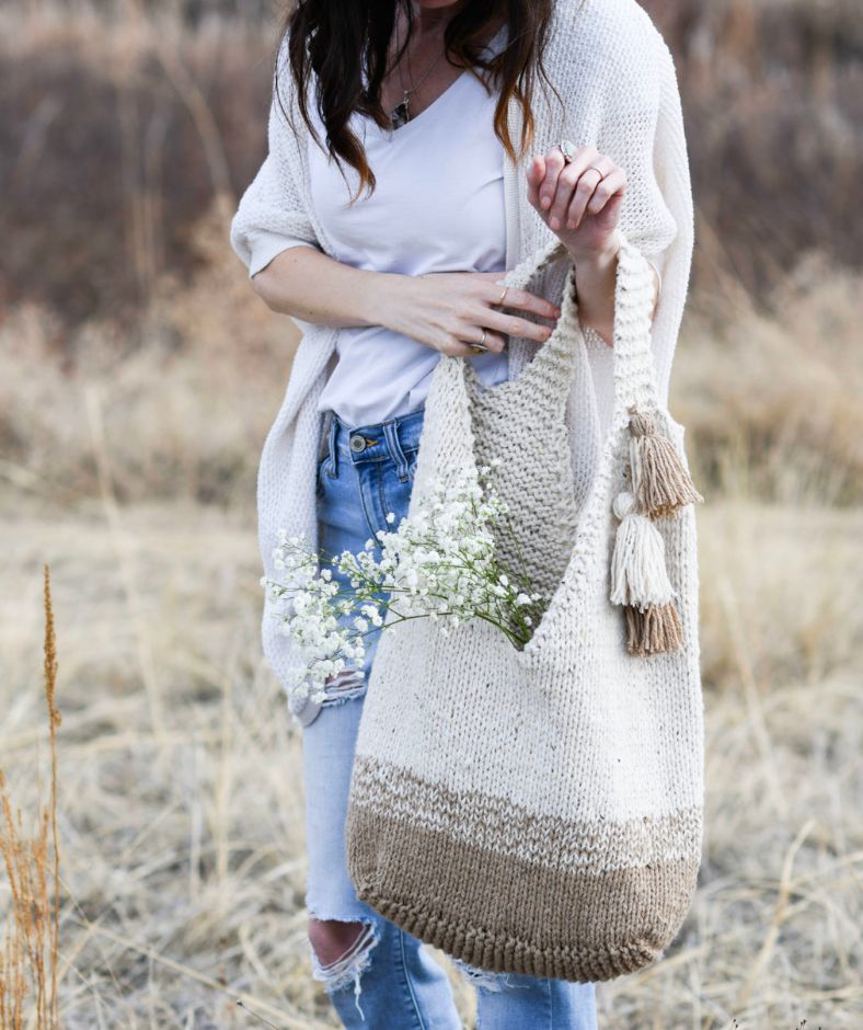 Knit Tote Bag Pattern - Mohave Slouchy Tote Bag