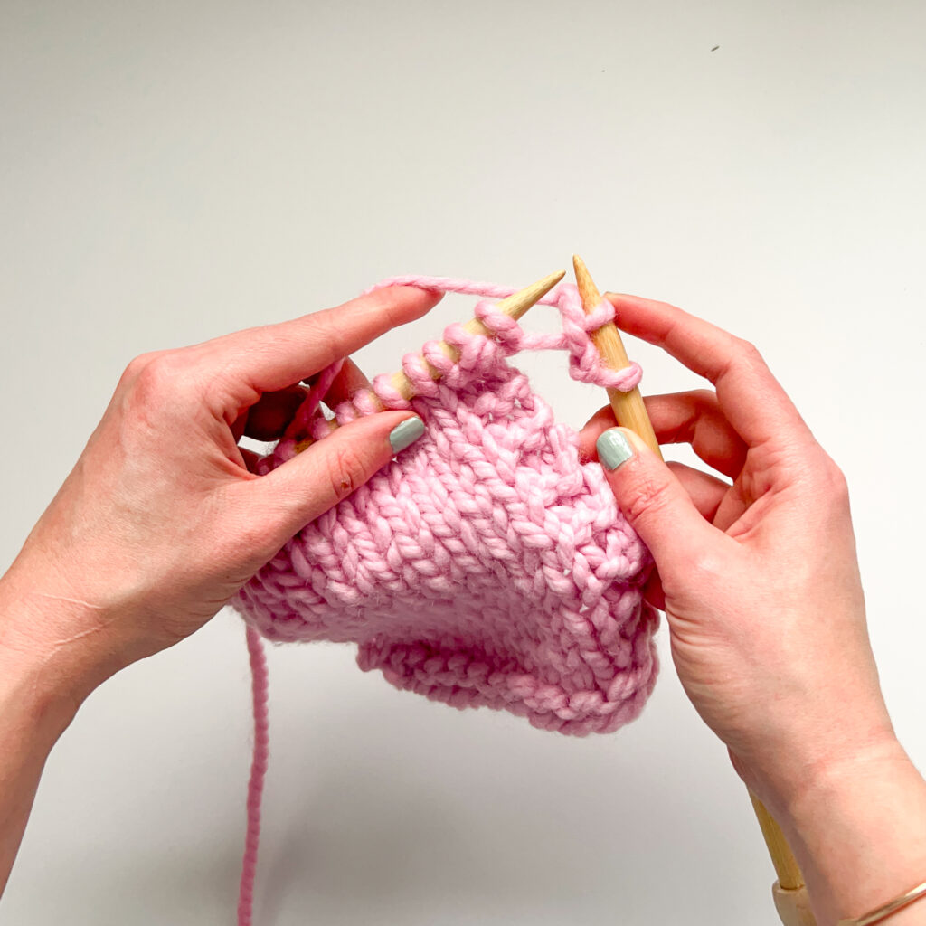 Icord bind off tutorial - first two stitches have been knit