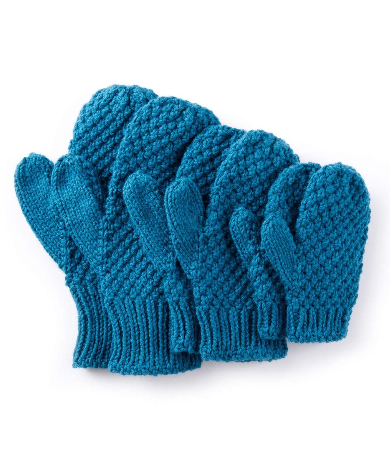 Textured Family Mittens - Mittens Knitting Pattern Free