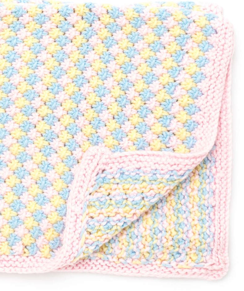 Baby Blanket Knit Patterns - folded Tri-Color Baby Blanket 