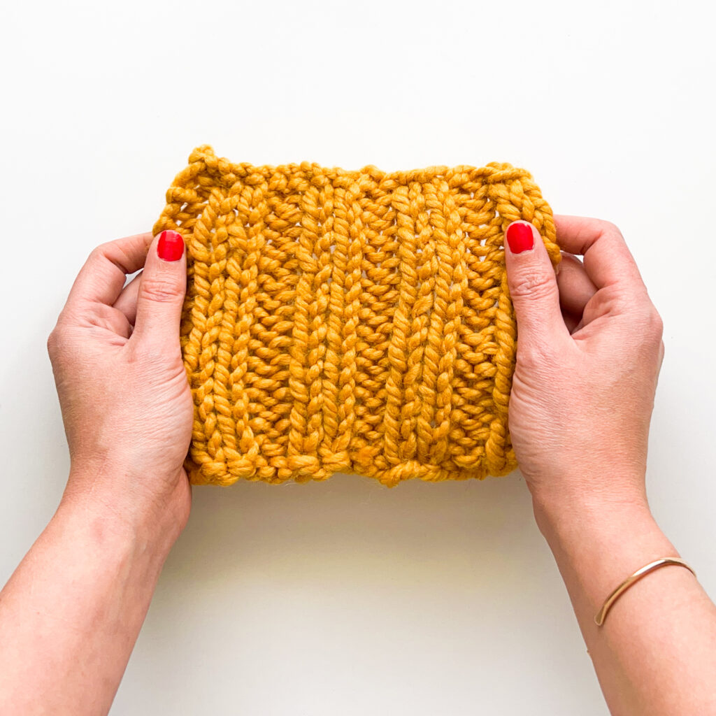 2x2 knit rib stitch - stretched