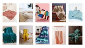 Image of the 10 free blanket knitting patterns in this round up!
