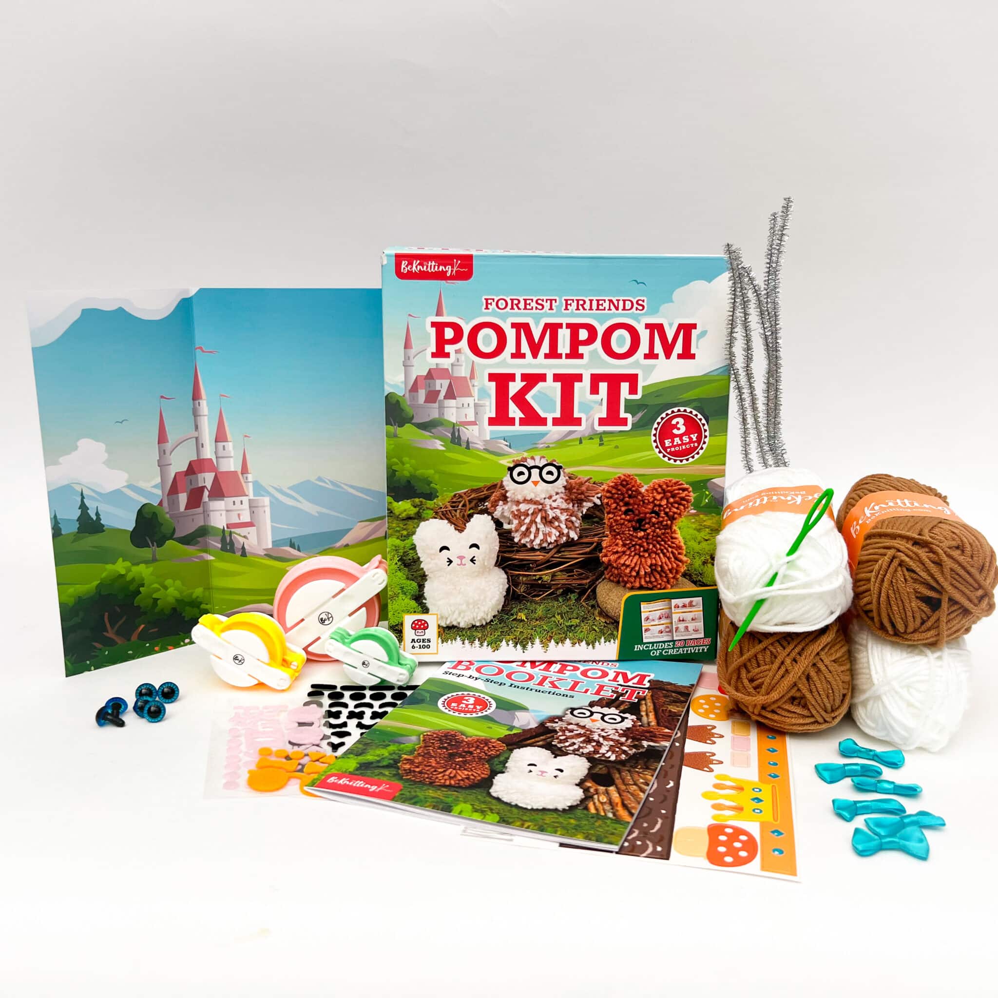 BeKnitting PomPom Forest Friend Kit Contents Main Image
