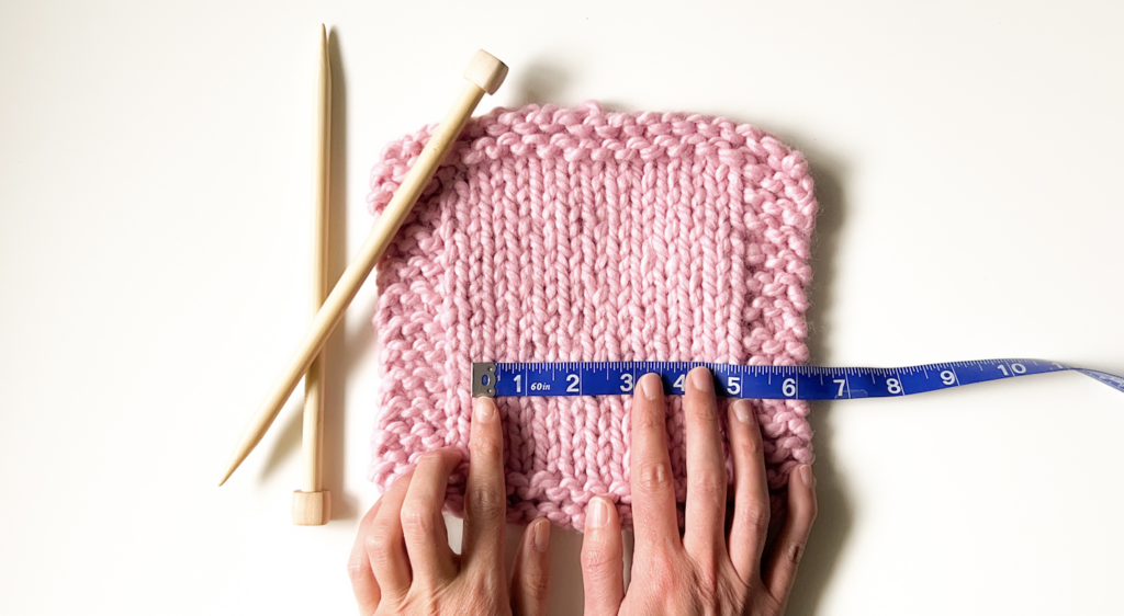 measuring knitting gauge