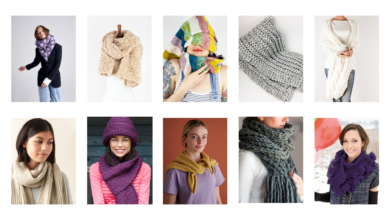 Images of the free scarf knitting patterns included in the blog.