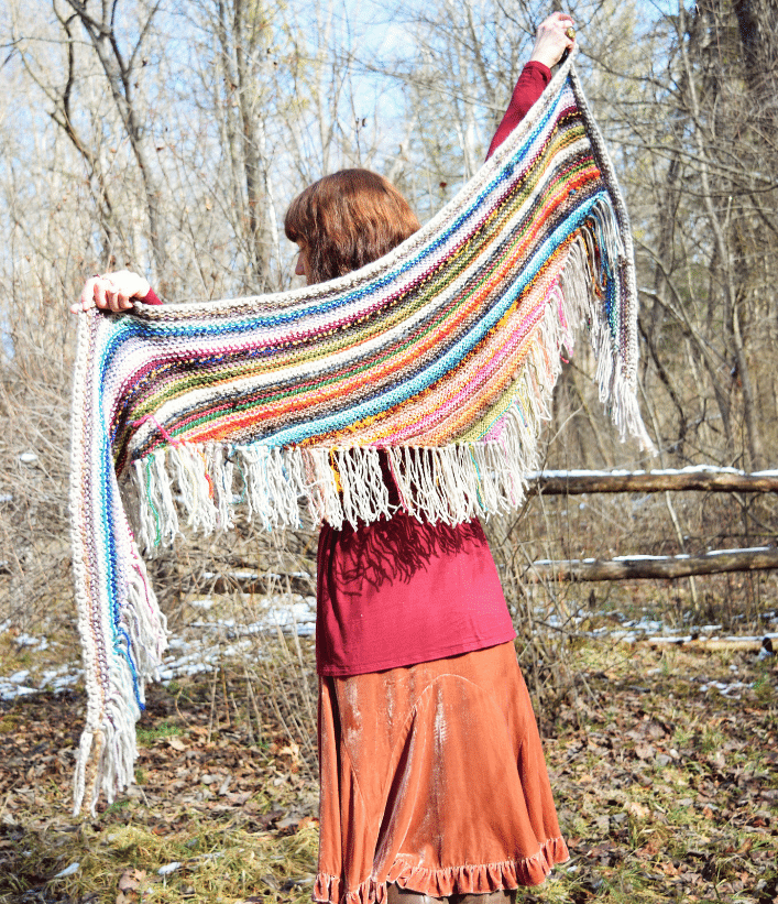 Crafty and large knitted shawl pattern.
