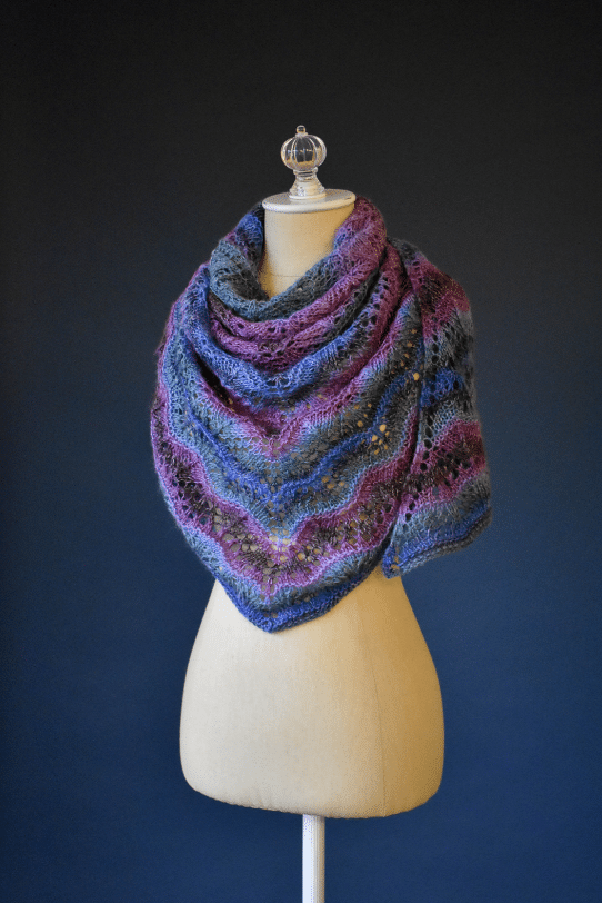 Beautiful gradient knitted shawl pattern.