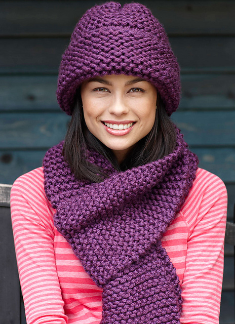 Beginner Scarf and beanie knit pattern.