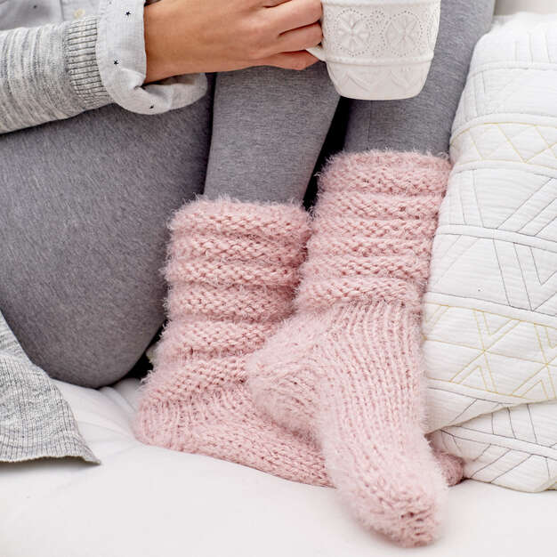 Pink, slouchy sock knitting pattern.