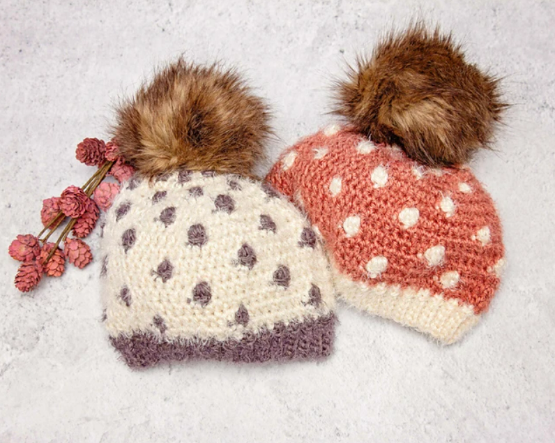Easy crochet hat pattern: Polka Dot Winter Hat