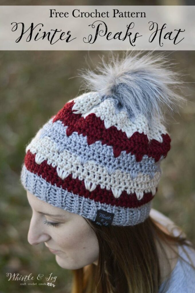 Easy crochet hat pattern: Winter Peaks Hat