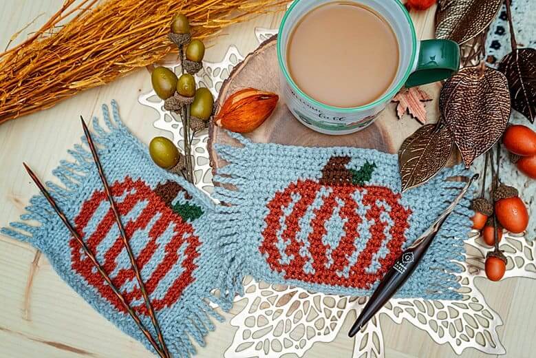 Pumpkin Mug Rug Knit