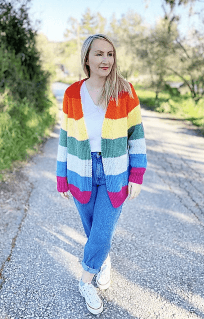 Rainbow Cardigan by Handy Little Me (photo credit: Louise Bollanos)