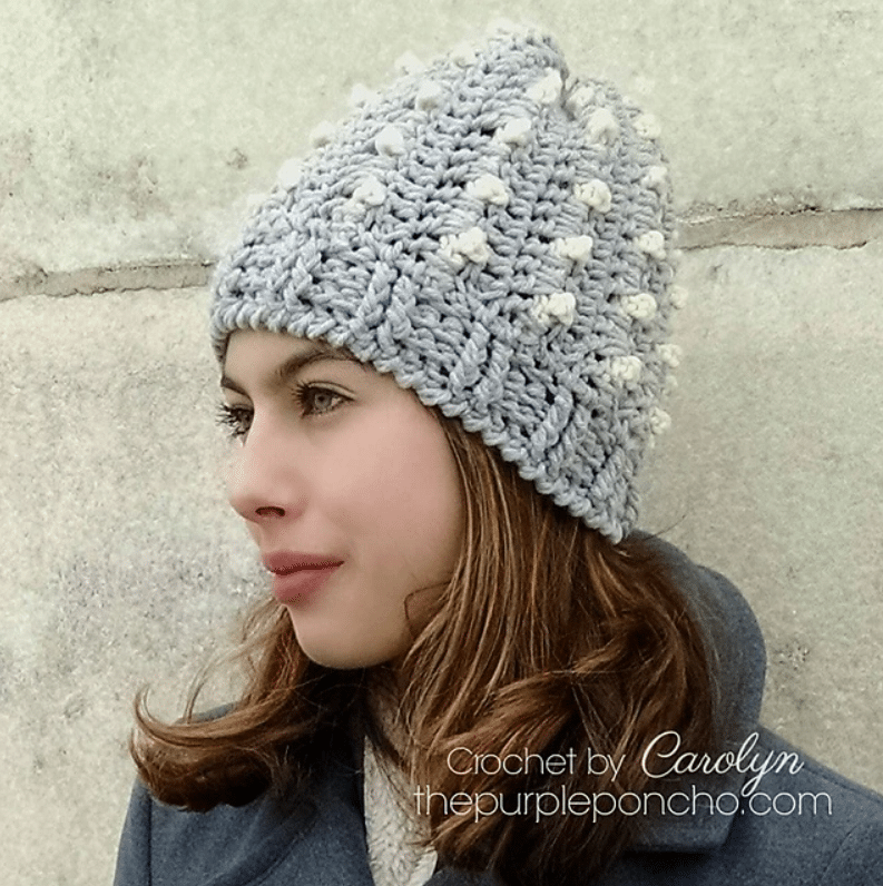 Easy crochet hat pattern: Winter Berry Beanie