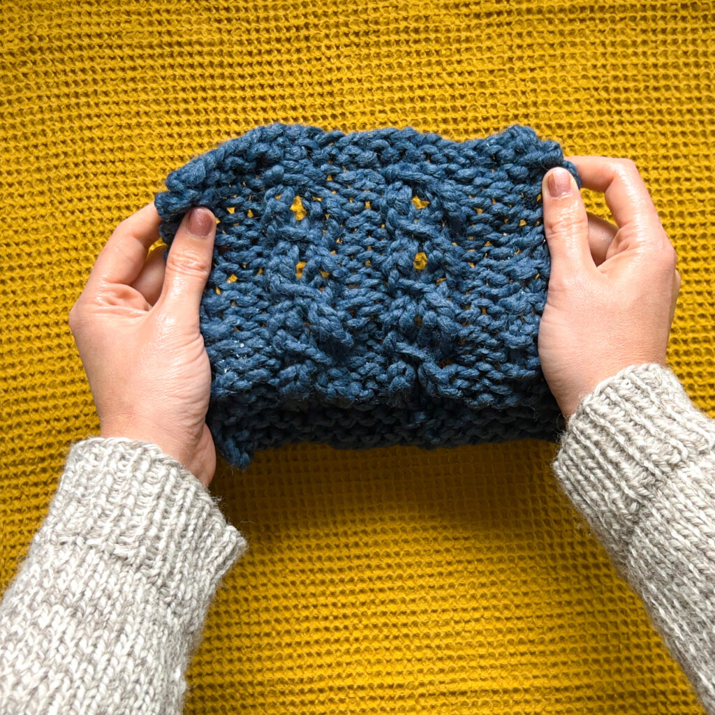 How to block knitting - step six: open the project after the bath