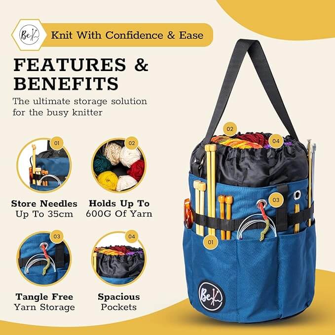 Coopay Knitting Bag Large Crochet Bag, Huge Knitting Bags and Totes  Organizer Yarn Storage Organizer for Unfinished Project, Knitting Needles,  Crochet