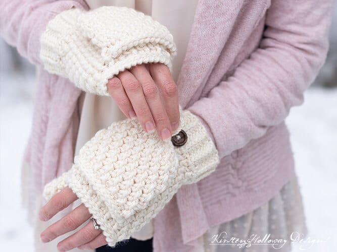 Double Seed Stitch Convertible Mittens