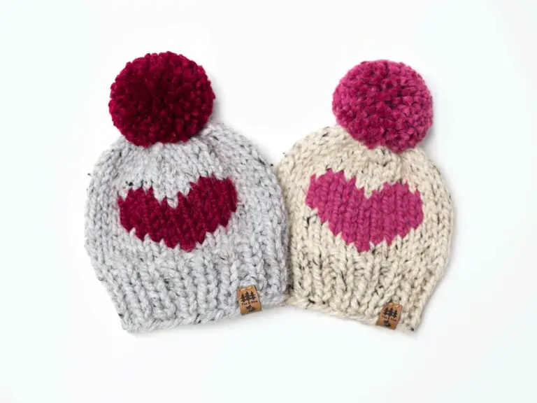 Heart Winter Pompom Hat
