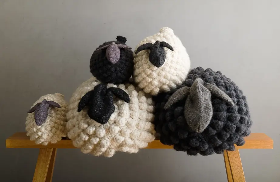 Bobble Sheep Pillow In Partridge