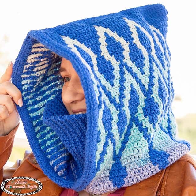 Mosaic Crochet Hooded Cowl