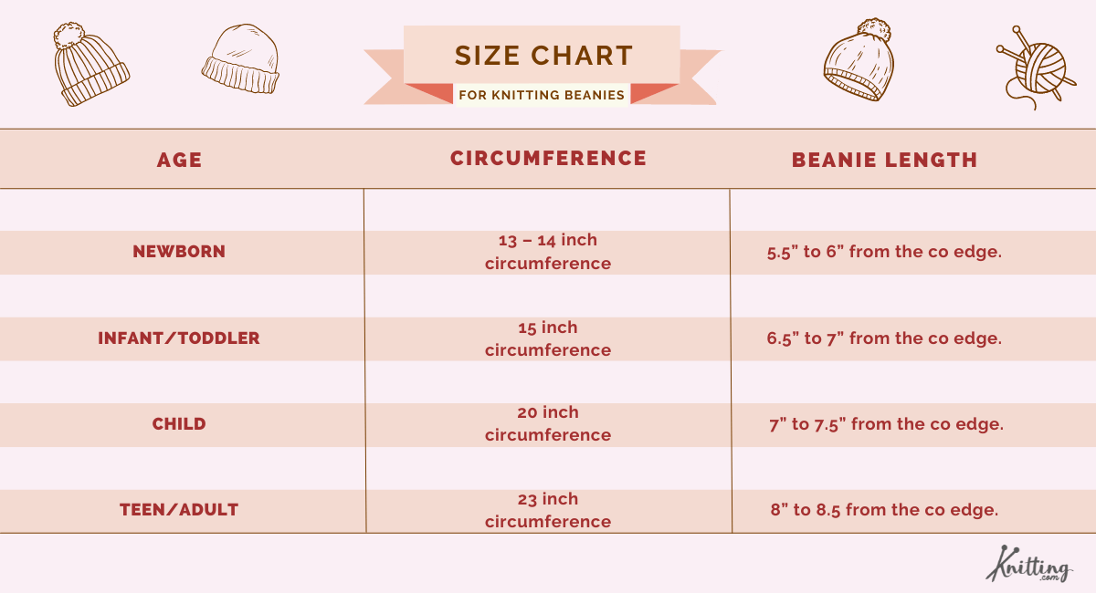 knit beanie size chart