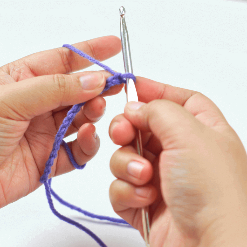 Prepare the Row!

Make a slip knot and chain about 11-21 stitches.

The odd stitch at the end will be used to carry up the first single crochet of the row.

Find the second chain from your hook. That's where you will make your first single crochet.