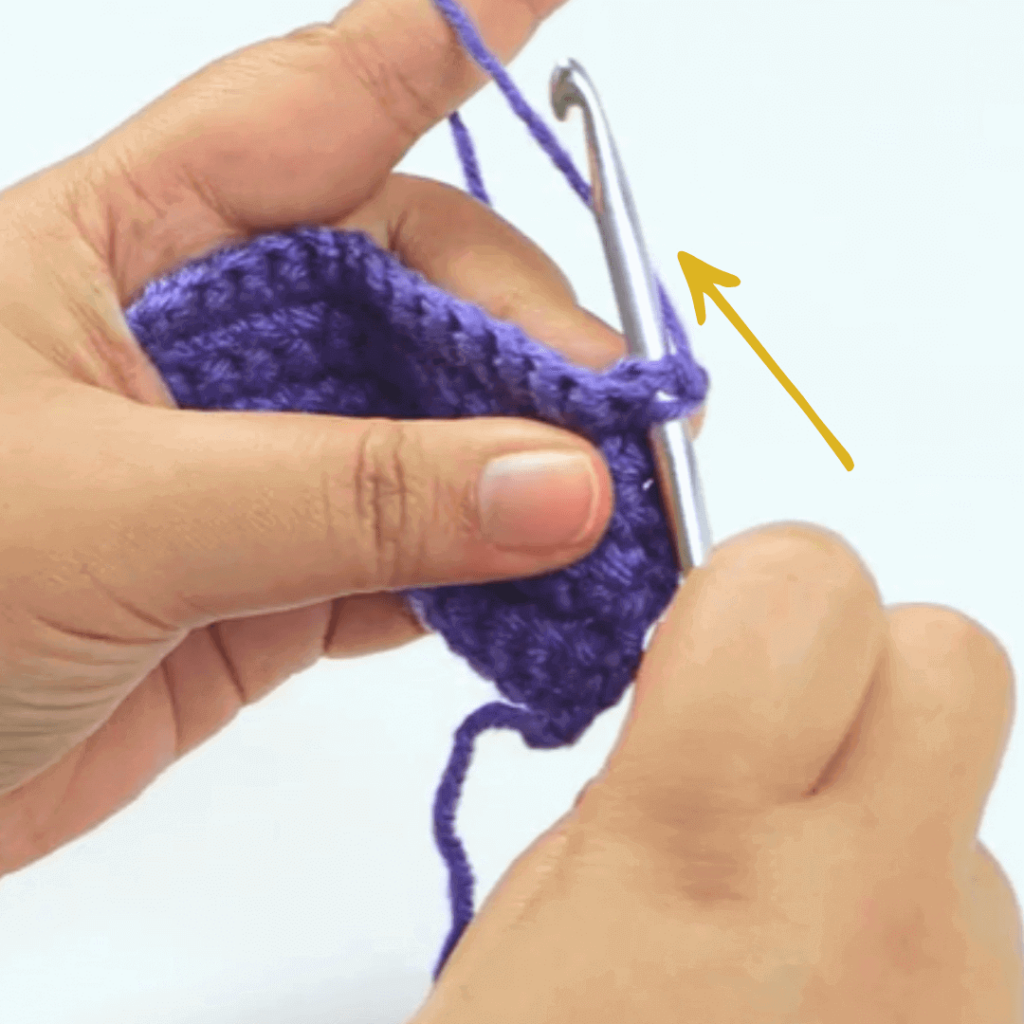 Step 1: Go into the first stitch

Go into the first stitch and pick up a loop. Don't yarn over!