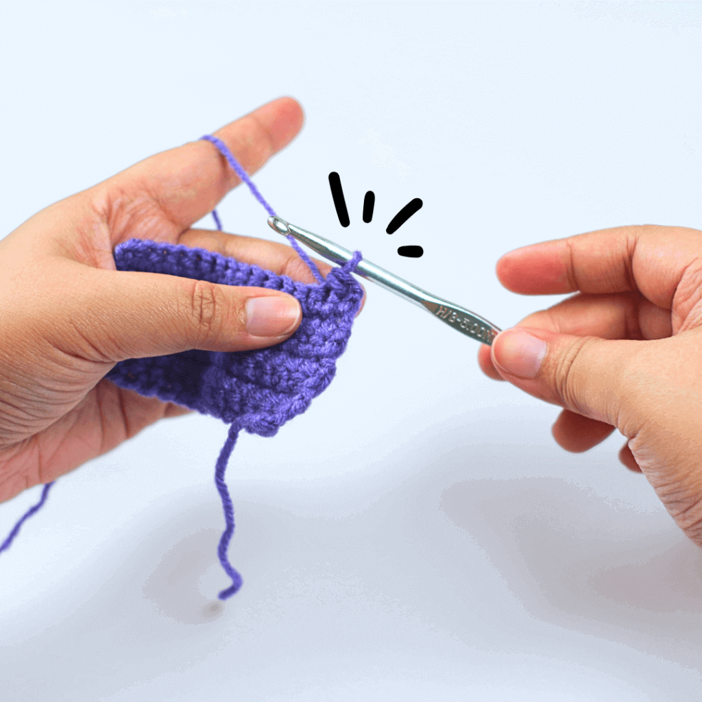 Now you have your first single crochet two together (sc2tog)!