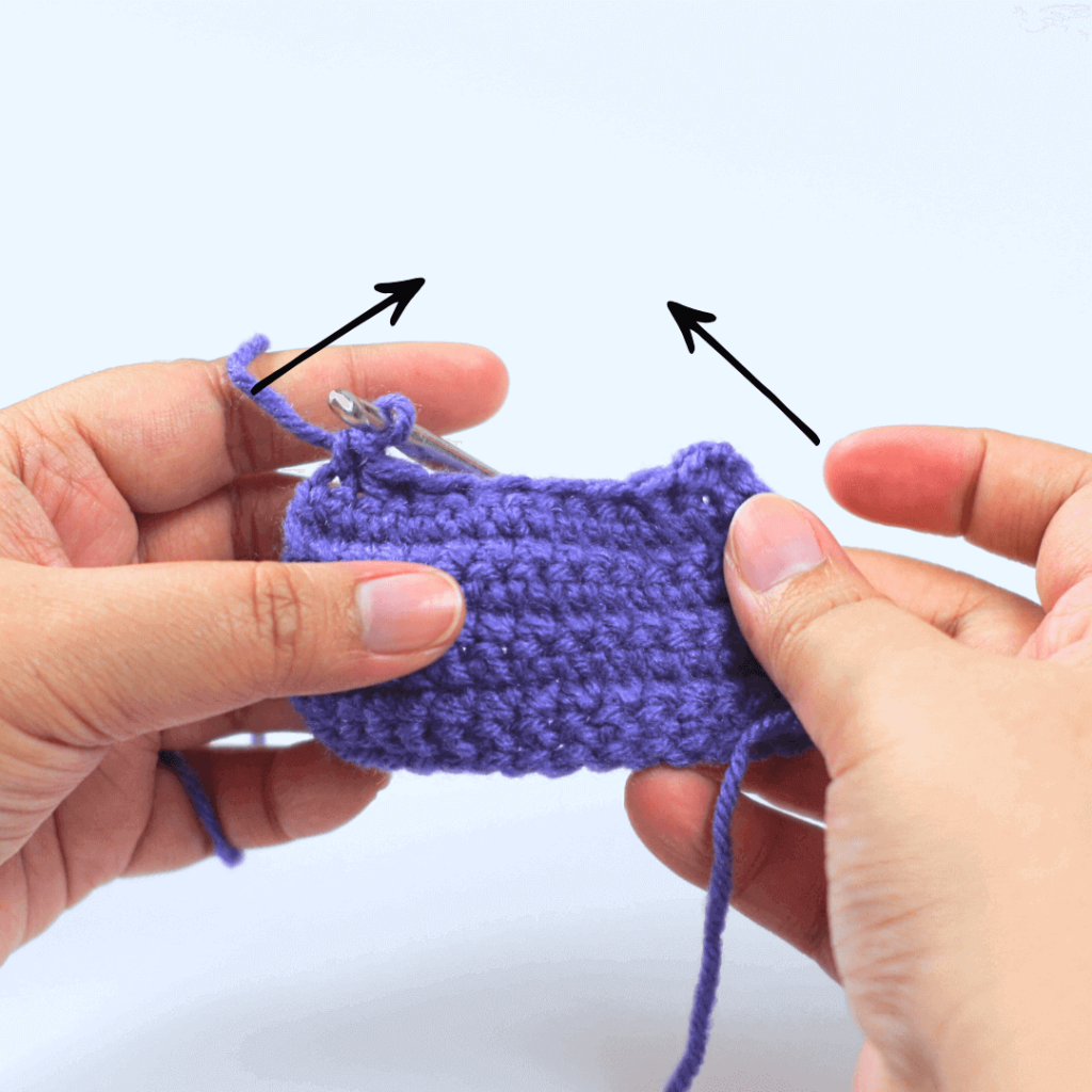 Watch your work shrink!

You will notice that your swatch is getting smaller as you make sc2tog crochets.

This technique is amazing for creating tailor-fit fabric and shaping your projects.