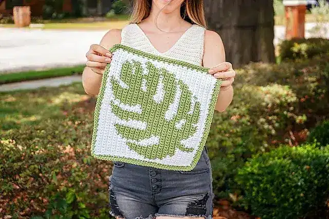 Monstera Crochet Square