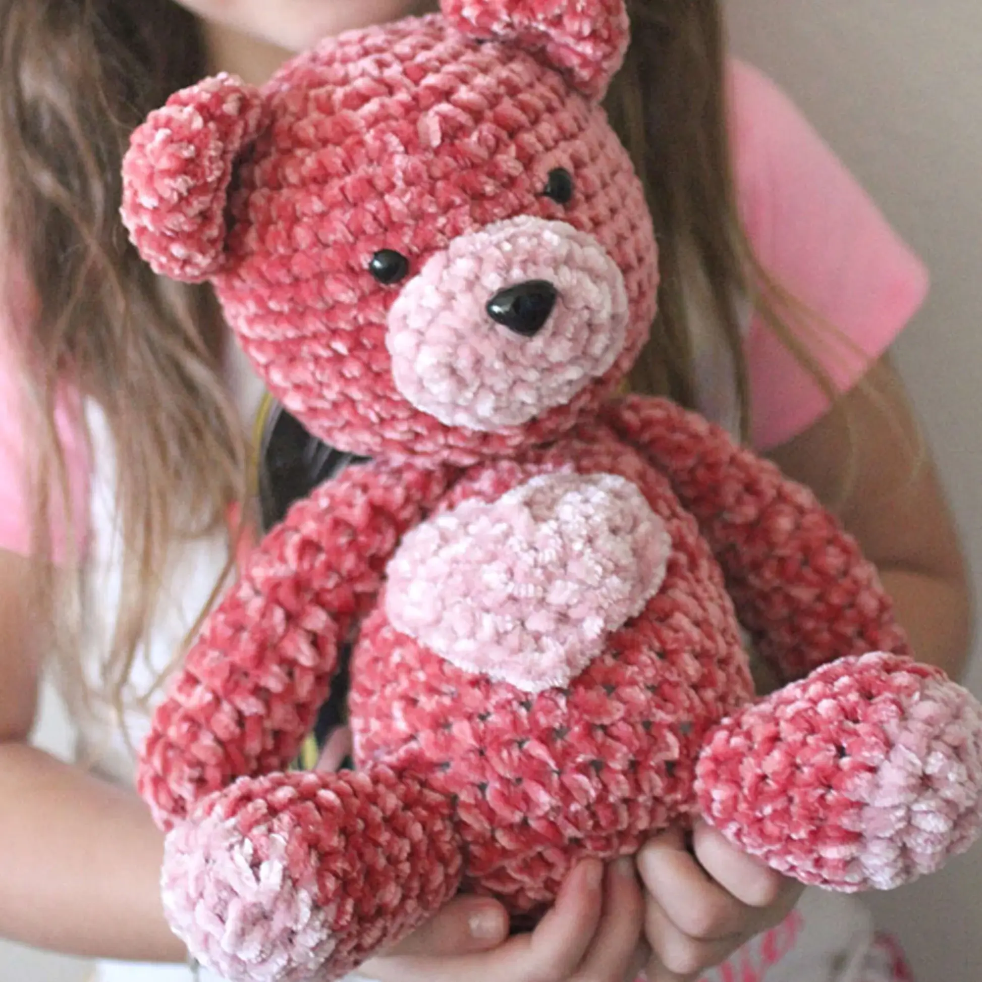 Velvet Valentine Crochet Bear