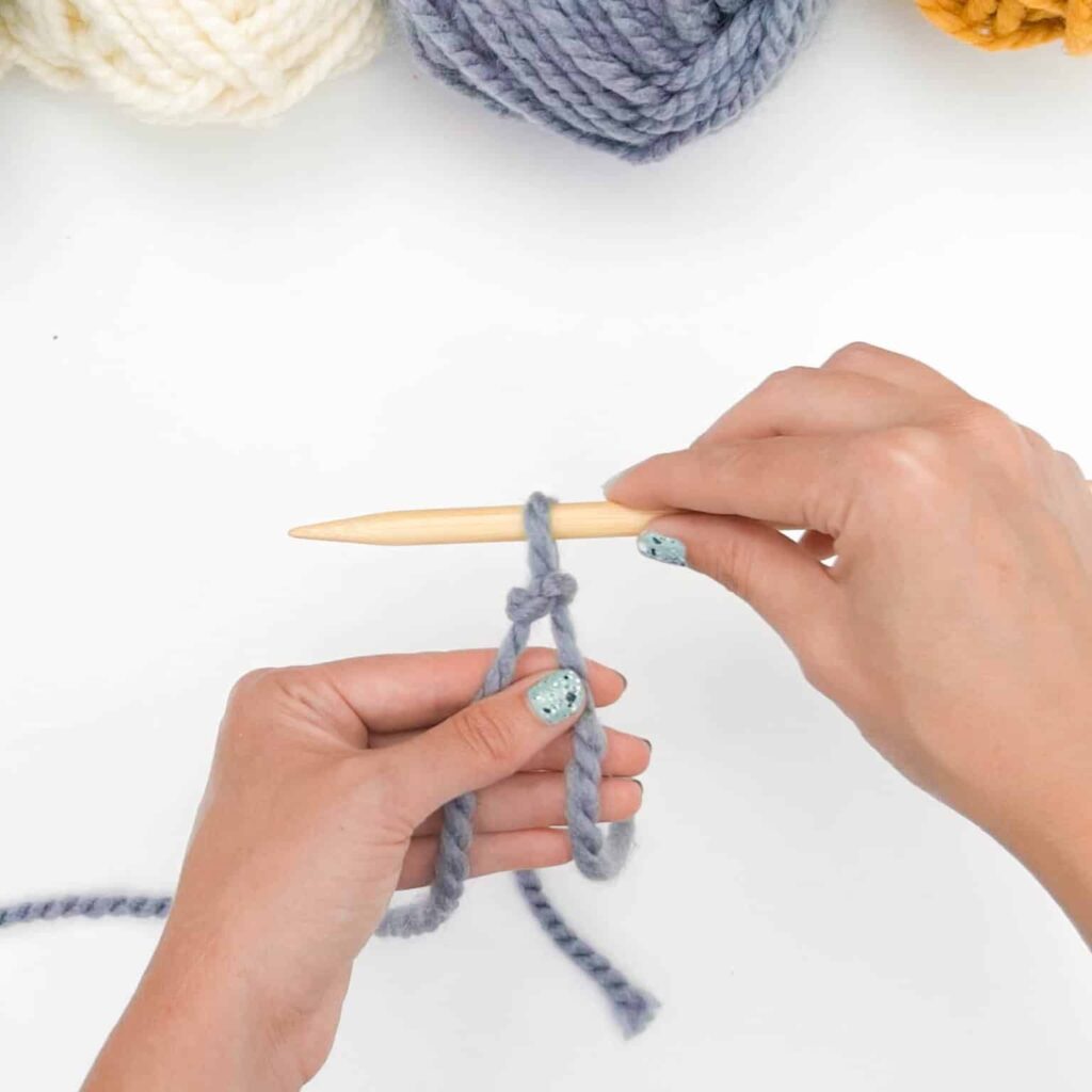 Simply place it onto your knitting needle. Now you're ready to start knitting your very first squishy dishcloth!