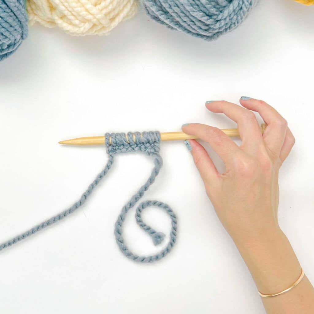 Fun fact!

The knitting needle holding all the stitches is called the "working needle" and the yarn strand that's still connected to the yarn ball is called the "working yarn".