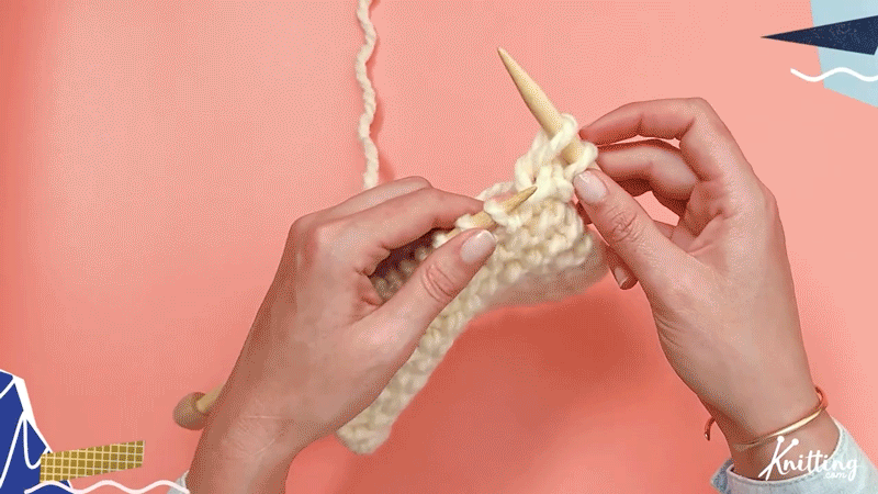 Step 2

Insert your left needle through the FIRST LOOP on your right needle.

Pull it OVER the second loop of your right needle and drop it down. Now you have your first bind off/cast off stitch!