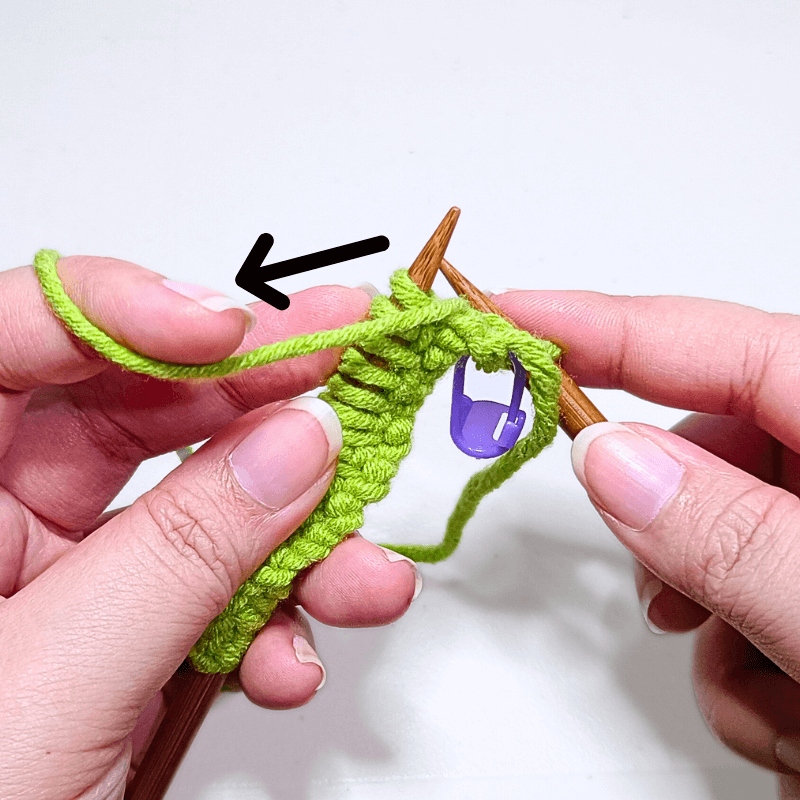 Bring the yarn to the front
