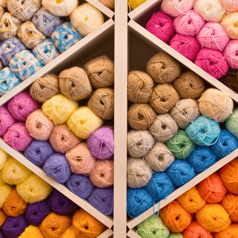 Yarn inside cubby holes